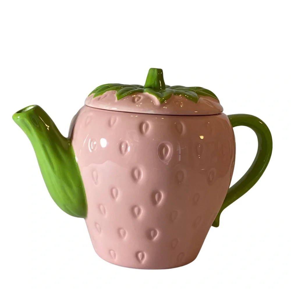 Lang Pink Strawberry Hand Painted Teapot - Picture 2 of 9